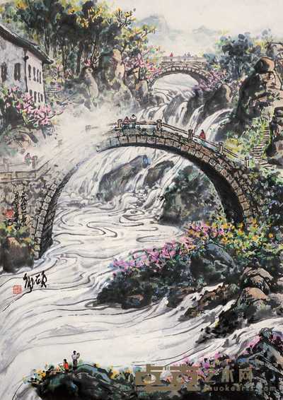 李硕卿 天台拱桥 立轴 84×59cm